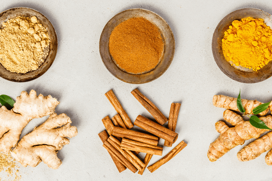 Ginger and cinnamon also increase turmeric's bioavailability