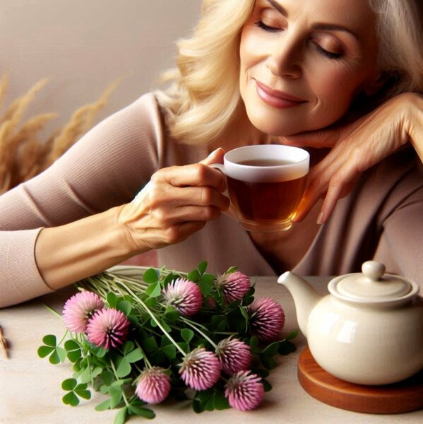 herbal wellness Woman drinking tea and relaxing AI generated