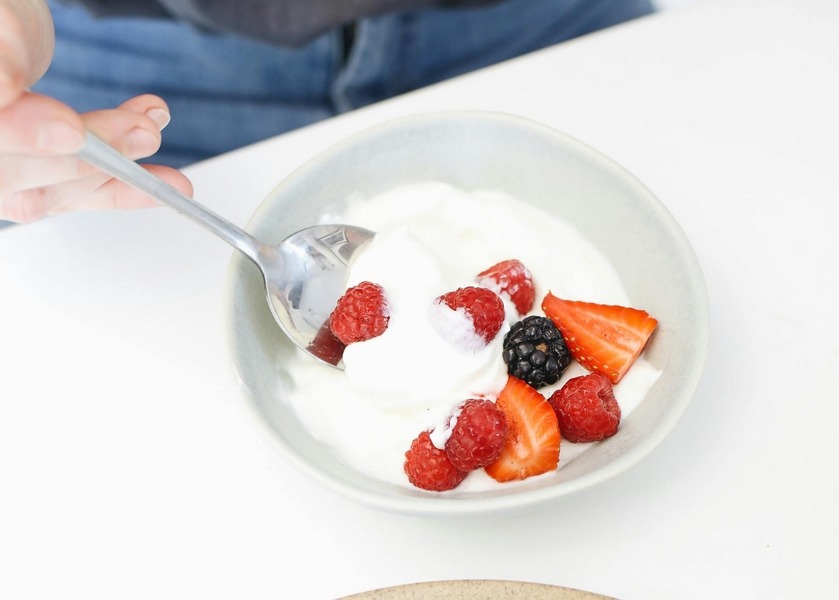 fermented food - dish of yogurt with berries