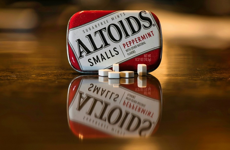 peppermints in 
Altoid tin