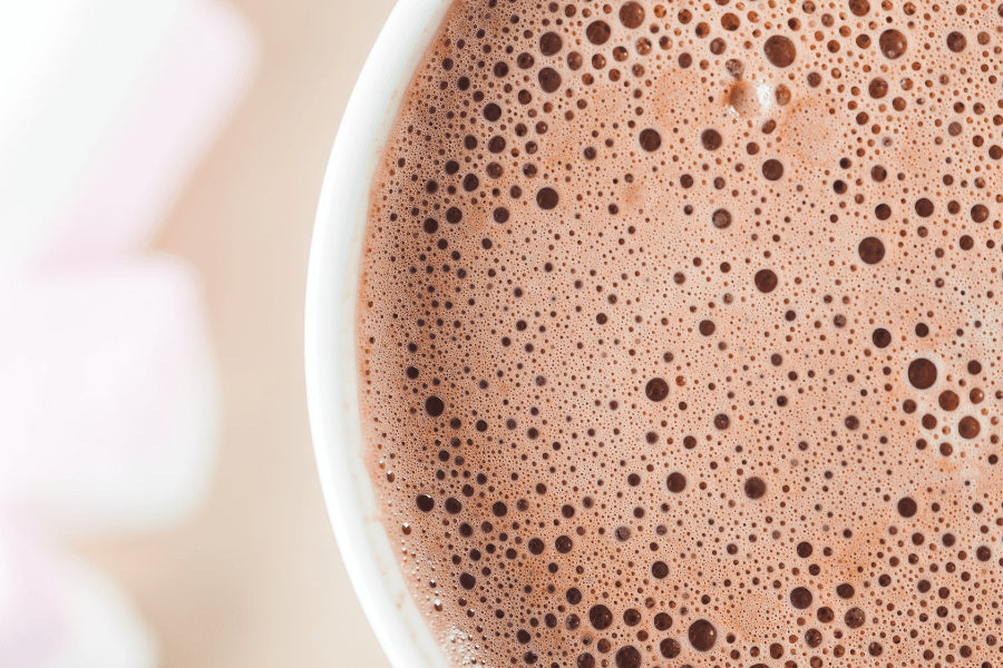 cup of hot chocolate with froth on top