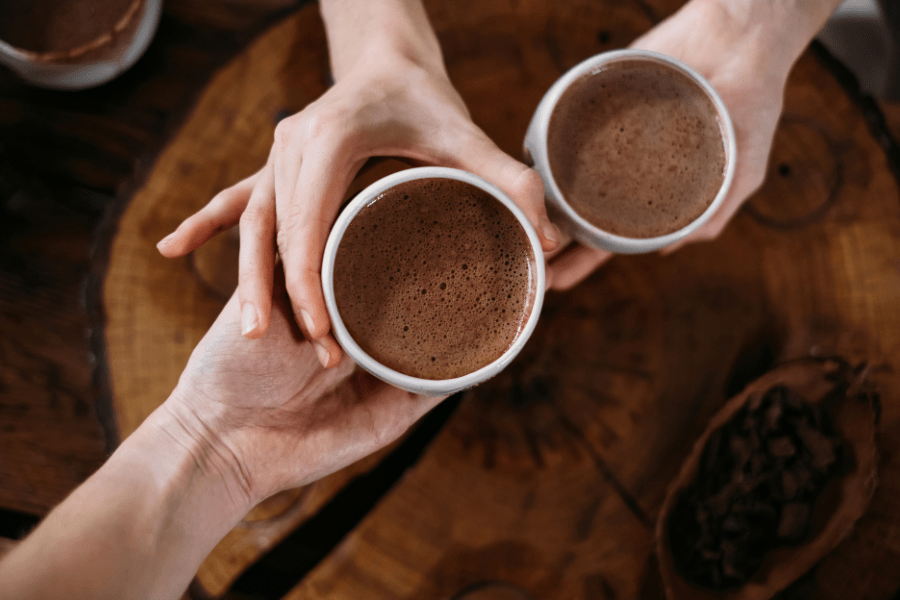 hot cocoa being served