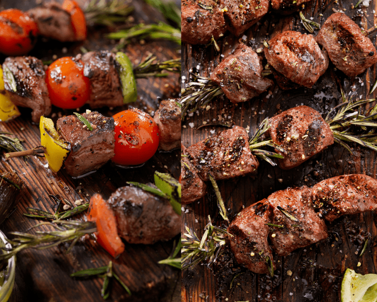 rosemary branches as skewers for BBQ