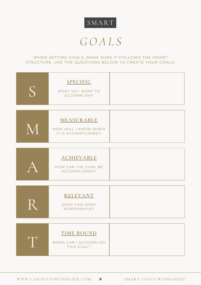 Smart Goals Planner Worksheet