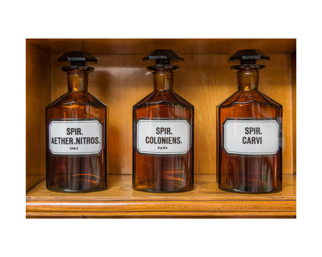 antique amber glass apothecary bottles